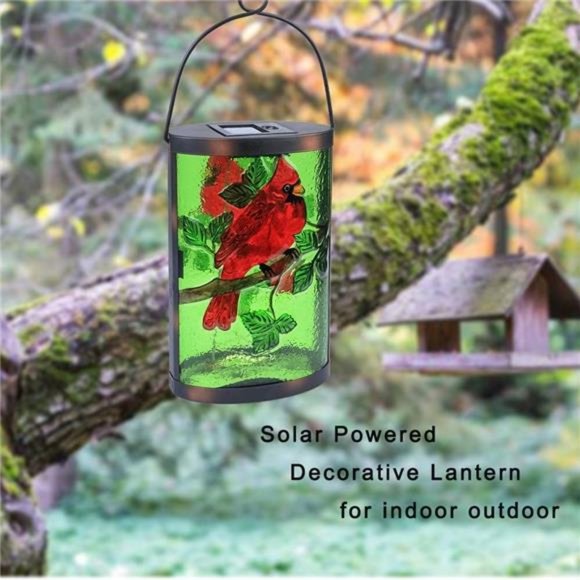 Hanging Solar Lantern Outdoor Decorative Waterproof LED Solar Cardinal Lights - Picture 3 of 7